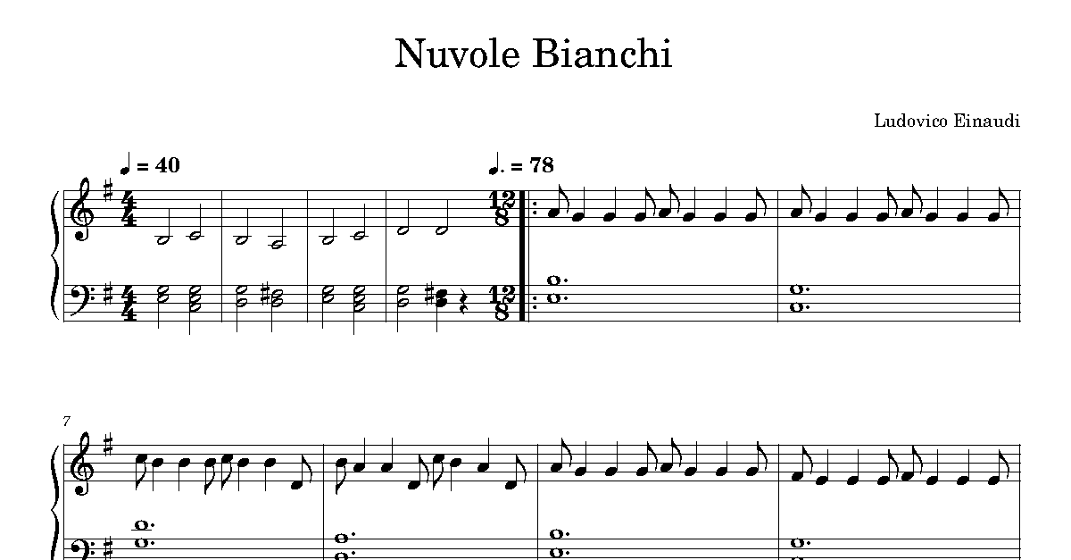 Ludovico Einaudi Nuvole Bianche Sheet Music Piano pianotify.com